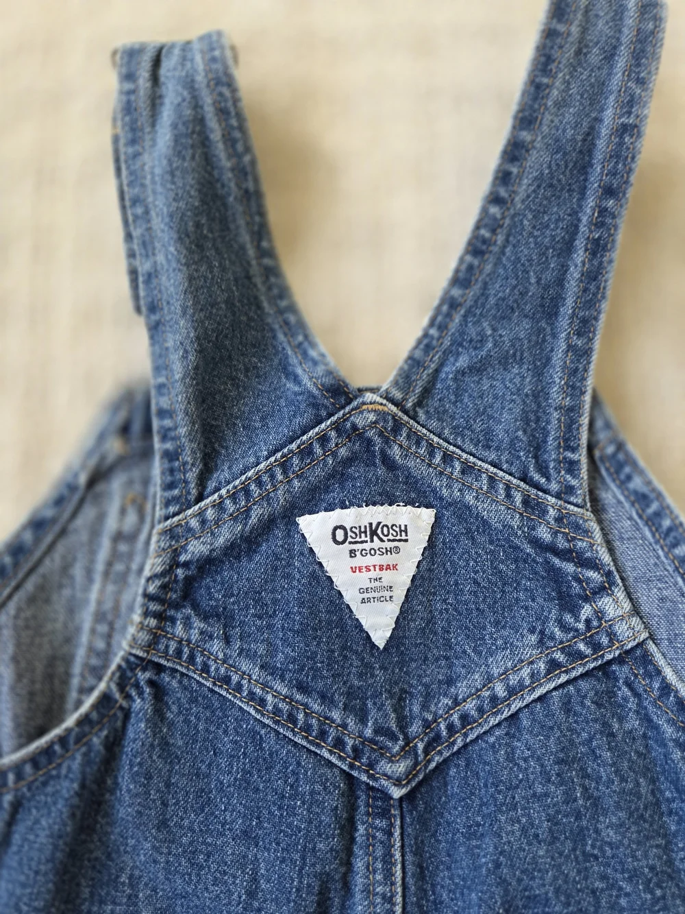 90's Vintage OshKosh B'gosh Dark Blue Denim Kids Shortall Overalls